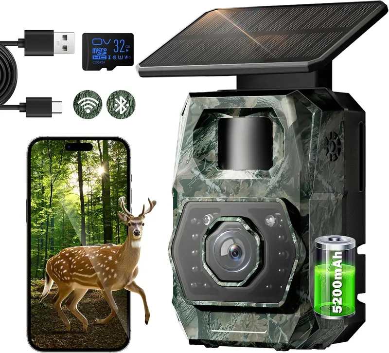 MAXDONE Fototrappola solare verde con app